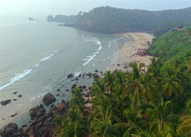 Aerial View of Beach and Rocky Coastline Near Vasco da Gama Goa