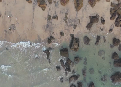Aerial View of Beach and Rocky Coastline Near Vasco da Gama Goa