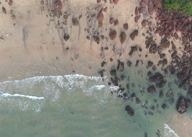 Aerial View of Beach and Rocky Coastline Near Vasco da Gama Goa