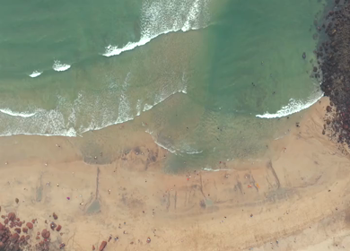 Aerial View of Beach and Rocky Coastline Near Vasco da Gama Goa