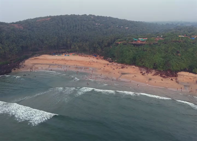 Aerial View of Beach and Rocky Coastline Near Vasco da Gama Goa