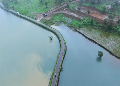 Aerial View of Bhandardara Backwaters and Lush Green Landscape Maharashtra India