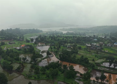 Aerial View of Bhandardara Backwaters and Lush Green Landscape Maharashtra India