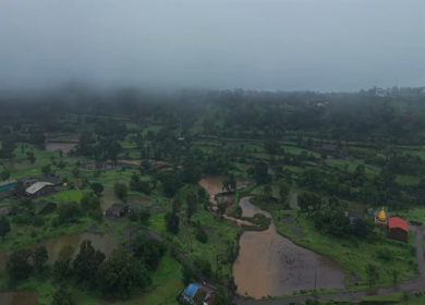 Aerial View of Bhandardara Backwaters and Lush Green Landscape Maharashtra India
