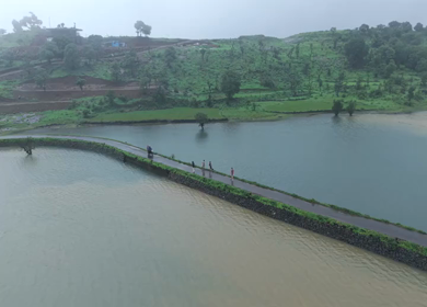 Aerial View of Bhandardara Backwaters and Lush Green Landscape Maharashtra India