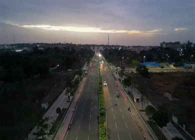 Aerial View of Bhopal City and Busy Urban Road, Madhya Pradesh