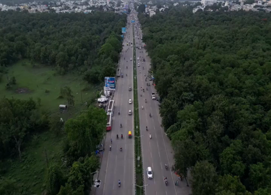 Aerial View of Bhopal City and Busy Urban Road, Madhya Pradesh