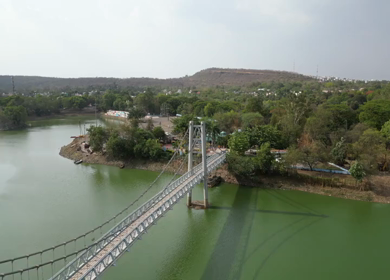 Aerial View of Bhopal City and Lake, Madhya Pradesh, India