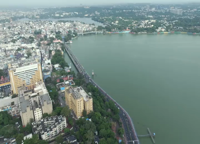 Aerial View of Bhopal City and Upper Lake and Urban Landscape