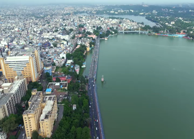 Aerial View of Bhopal City and Upper Lake and Urban Landscape