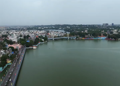 Aerial View of Bhopal City and Upper Lake and Urban Landscape