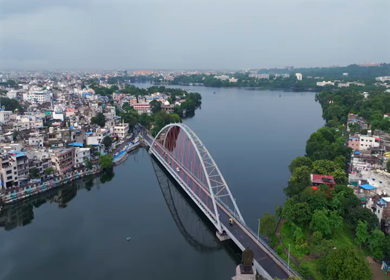 Aerial View of Bhopal City and Upper Lake and Urban Landscape