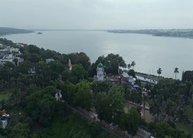 Aerial View of Bhopal City and Upper Lake and Urban Landscape