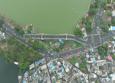 Aerial View of Bhopal City and Upper Lake and Urban Landscape