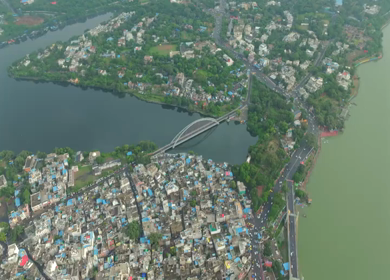 Aerial View of Bhopal City and Upper Lake and Urban Landscape