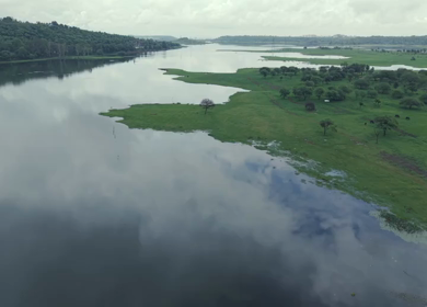 Aerial View of Bhopal Lake and Green Landscape During Monsoon