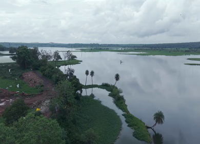 Aerial View of Bhopal Lake and Green Landscape During Monsoon