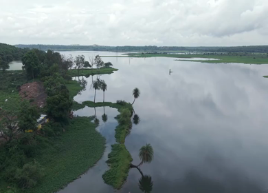 Aerial View of Bhopal Lake and Green Landscape During Monsoon
