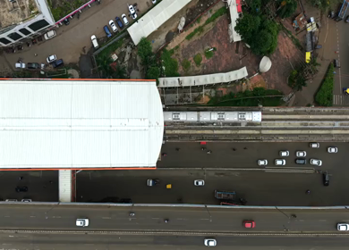 Aerial View of Bhopal Metro Train on Elevated Track Madhya Pradesh India