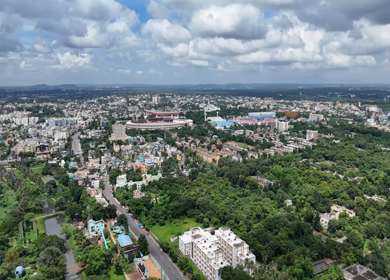 Aerial View of Bhubaneswar City Skyline, Odisha, India
