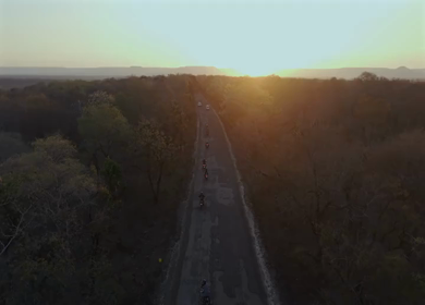 Aerial View of Bikers Riding Through Kuno National Park Madhya Pradesh