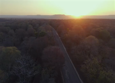 Aerial View of Bikers Riding Through Kuno National Park Madhya Pradesh