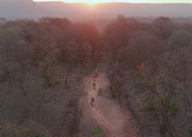 Aerial View of Bikers Riding Through Kuno National Park Madhya Pradesh