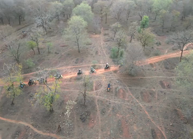Aerial View of Bikers Riding Through Kuno National Park Madhya Pradesh