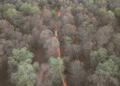 Aerial View of Bikers Riding Through Kuno National Park Madhya Pradesh