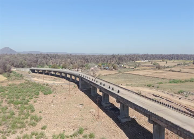 Aerial View of Bikers on Highway Near Shivpuri Madhya Pradesh