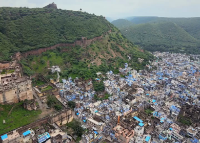 Aerial View of Bundi Cityscape in Rajasthan India