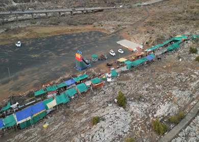 Aerial View of Cable Car Over Dhuandhar Falls, Bhedaghat, India