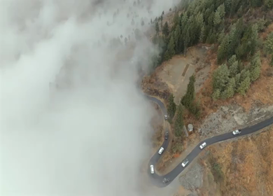 Aerial View of Mountain Village and Car Convoy in Kinnaur Himachal Pradesh