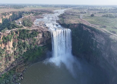 Aerial View of Chachai Waterfall and River Landscape in Rewa Madhya Pradesh India