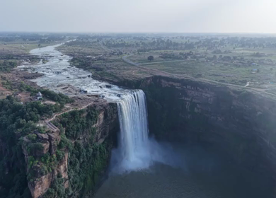 Aerial View of Chachai Waterfall and River Landscape in Rewa Madhya Pradesh India