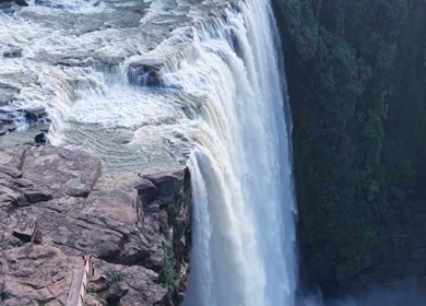 Aerial View of Chachai Waterfall and River Landscape in Rewa Madhya Pradesh India