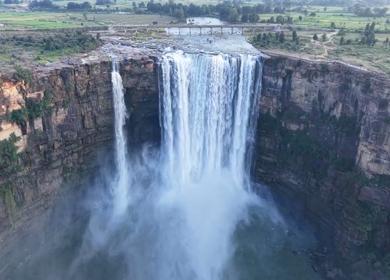 Aerial View of Chachai Waterfall and River Landscape in Rewa Madhya Pradesh India