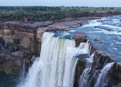 Aerial View of Chachai Waterfall and River Landscape in Rewa Madhya Pradesh India