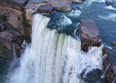 Aerial View of Chachai Waterfall and River Landscape in Rewa Madhya Pradesh India