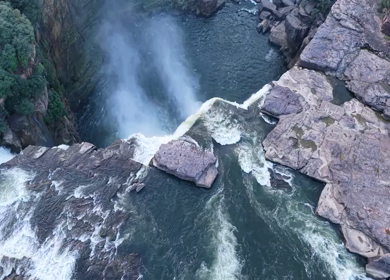 Aerial View of Chachai Waterfall and River Landscape in Rewa Madhya Pradesh India