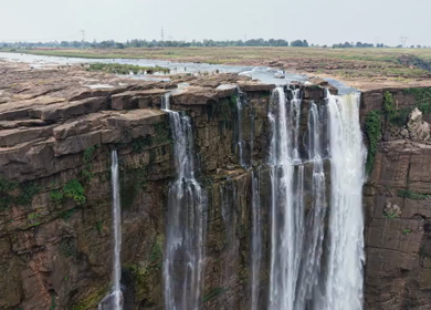 Aerial View of Chachai Waterfall and River Landscape in Rewa Madhya Pradesh India
