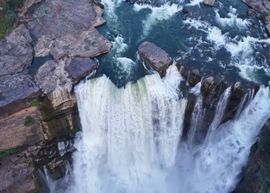 Aerial View of Chachai Waterfall and River Landscape in Rewa Madhya Pradesh India