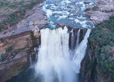 Aerial View of Chachai Waterfall and River Landscape in Rewa Madhya Pradesh India