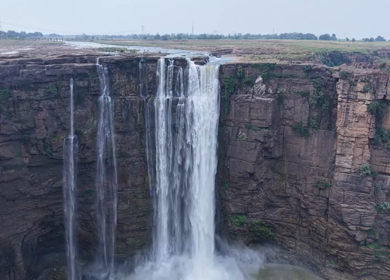 Aerial View of Chachai Waterfall and River Landscape in Rewa Madhya Pradesh India