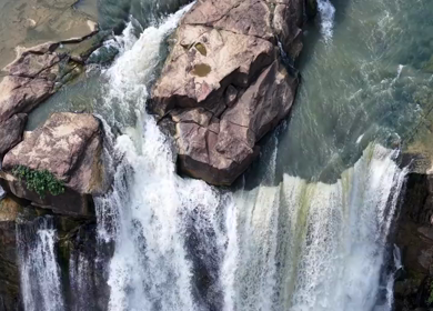 Aerial View of Chachai Waterfall and River Landscape in Rewa Madhya Pradesh India