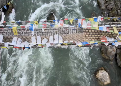 Aerial View of Chagzam Suspension Bridge Over Mountain River Arunachal Pradesh India