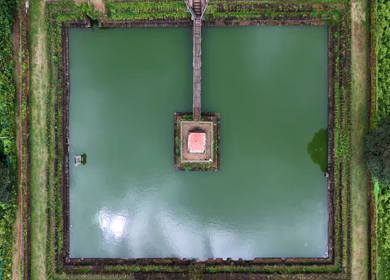 Aerial View of Champaka Sarasi Temple Tank, Karnataka, India