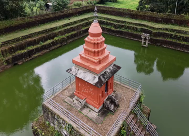 Aerial View of Champaka Sarasi Temple Tank, Karnataka, India