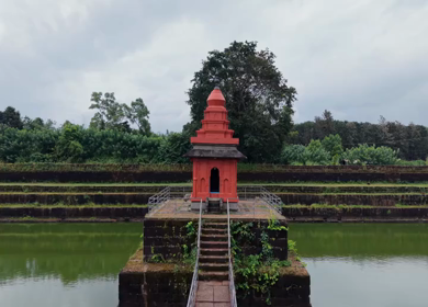 Aerial View of Champaka Sarasi Temple Tank, Karnataka, India