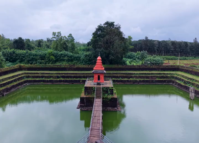 Aerial View of Champaka Sarasi Temple Tank, Karnataka, India